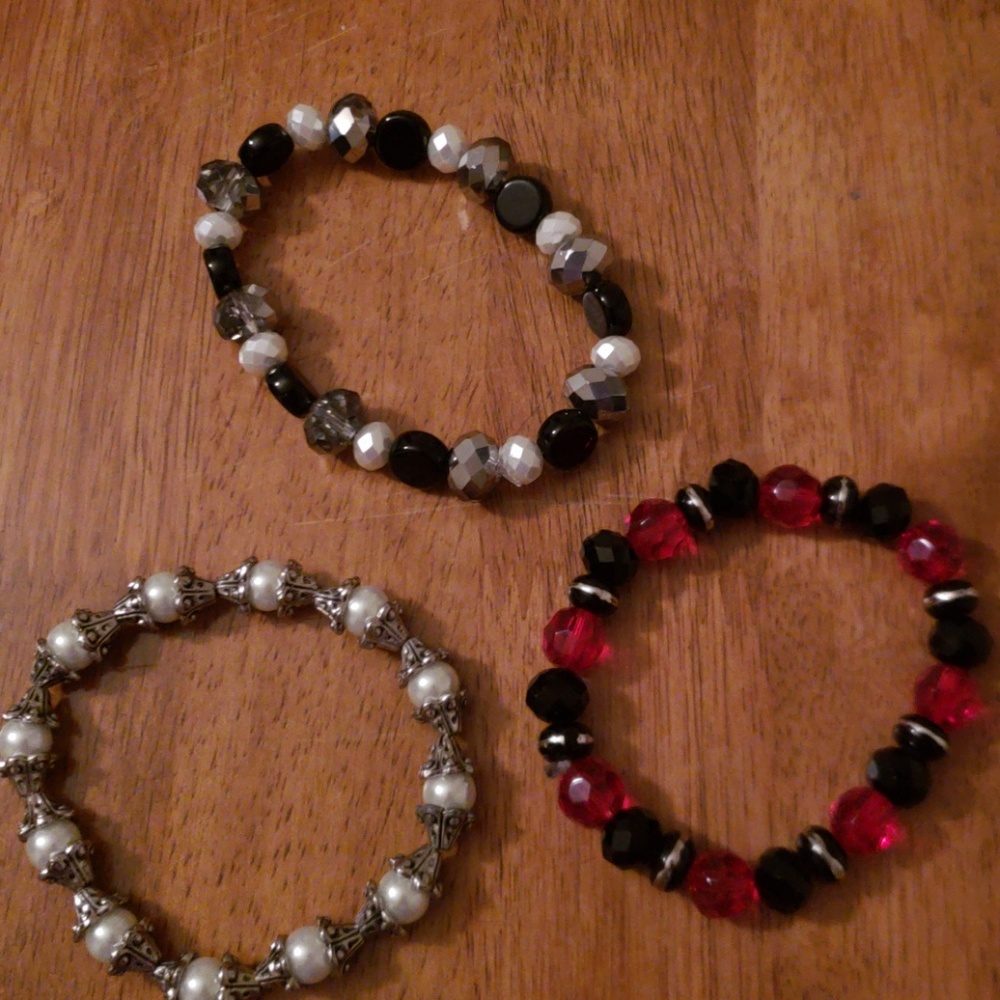 Three Handmade Bead Bracelets